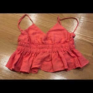 Peach Cotton Candy LA Ruffle Spaghetti Strap Top